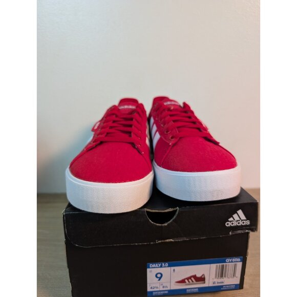 Adidas Daily 3.0 Red Skate Shoes Sneakers Lace Mens Sz 9 GY8116 Classic New - Picture 2 of 7
